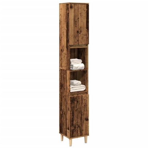 vidaXL Badkamerkast 30x30x190 cm bewerkt hout oud, Huis en Inrichting, Tafels | Kaptafels, Nieuw, Verzenden