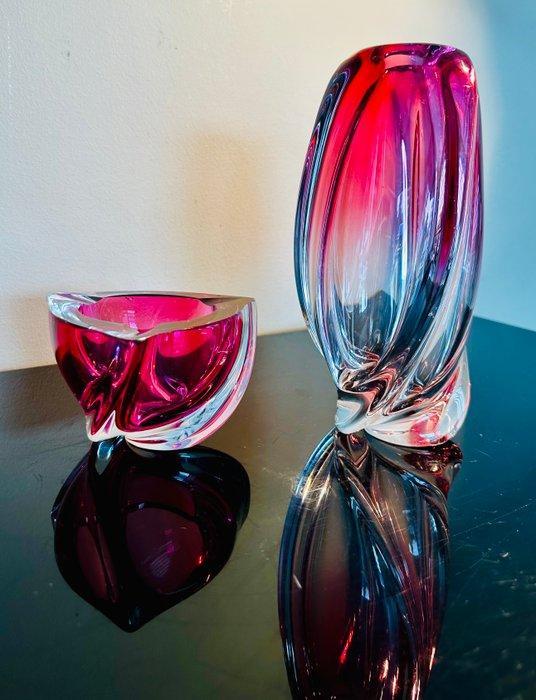 Val Saint Lambert - Val Saint Lambert - Vaas (2) - Kristal -, Antiek en Kunst, Antiek | Glas en Kristal