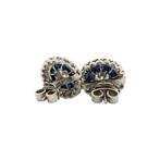 Platina dubbele entourage oorstekers met saffier en diamant, Ophalen of Verzenden, Nieuw