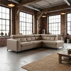 Leren hoekbank Nova - 2.5-zits arm links + Longchair arm, 250 tot 300 cm, Bohemian, Industrieel, Modern, Scandinavisch, Hoekbank