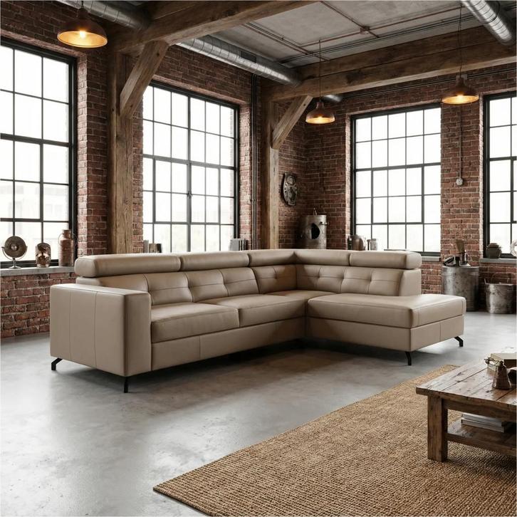 Leren hoekbank Nova - 2.5-zits arm links + Longchair arm, Huis en Inrichting, Banken | Bankstellen, 250 tot 300 cm, 75 tot 100 cm