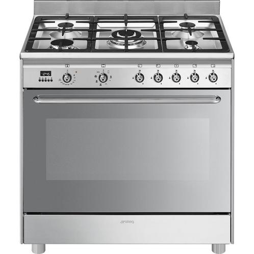 SMEG 90CM SCD90MFX9-1 90CM Gasfornuis  met elektrische oven, Witgoed en Apparatuur, Fornuizen, Vrijstaand, 5 kookzones of meer