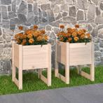 vidaXL Plantenbakken 2 st 40x40x52,5 cm massief grenenhout, Verzenden, Nieuw, Hout, Minder dan 60 cm