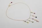 Ketting met hanger - 18 karaat Geel goud Saffier - Amethist