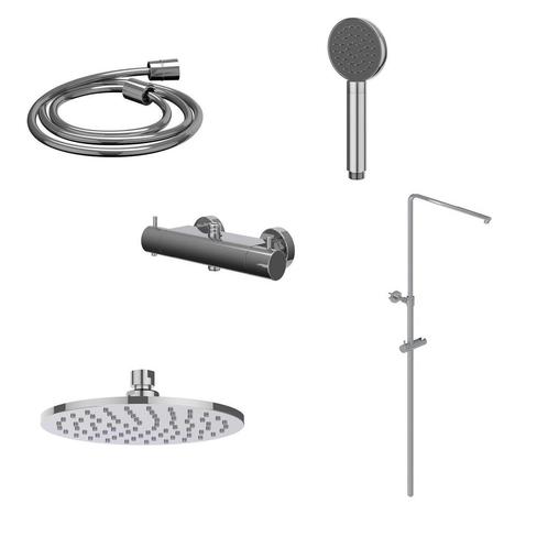 Regendoucheset IVY Bond Opbouw Thermostatisch 20 cm Medium, Doe-het-zelf en Verbouw, Sanitair, Kraan, Nieuw, Chroom, Ophalen of Verzenden