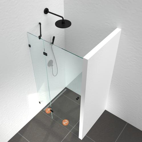 Enkele douchedeur met zijlicht nis (180° scharnier), Doe-het-zelf en Verbouw, Hang- en Sluitwerk, Nieuw, Ophalen of Verzenden