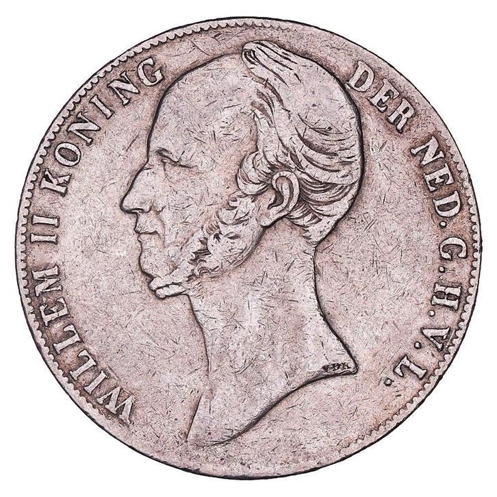 2½ Gulden 1845 Willem II ZFr (lelie met parel), Postzegels en Munten, Munten | Nederland, Verzenden