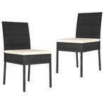 vidaXL Tuinstoelen 2 st poly rattan zwart, Verzenden, Nieuw, Rotan