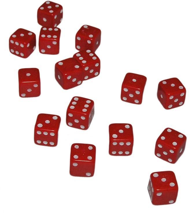 Mini Dobbelstenen 7 mm - Rood (15 stuks) | Spellenrijk -, Hobby en Vrije tijd, Gezelschapsspellen | Bordspellen, Nieuw, Verzenden