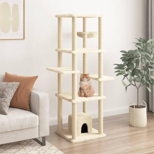 vidaXL Kattenmeubel met sisal krabpalen 154 cm crèmekleurig, Dieren en Toebehoren, Katten-accessoires, Nieuw, Verzenden