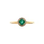 Gouden entourage ring met smaragd en diamant 14 karaat*, Verzenden, Zo goed als nieuw, Goud