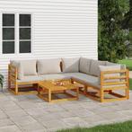 vidaXL 6-delige Loungeset met lichtgrijze kussens massief, Verzenden, Nieuw, Hardhout, Loungeset
