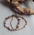 Handgemaakte edelsteen dubbel armband Rhodoniet chips en, Nieuw