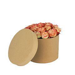 Bloemendoos hoedendoos karton ø14xh10cm bruin schattig, Huis en Inrichting, Woonaccessoires | Kunstplanten en Kunstbloemen, Nieuw