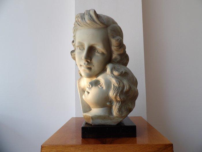R.Aureli - Beeld, Moeder en Kind - 32 cm - Gips, Antiek en Kunst, Kunst | Designobjecten