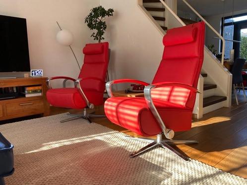 leren relaxfauteuils met stalen frame - met extra nekkussen, Huis en Inrichting, Fauteuils, 75 tot 100 cm, Nieuw, 50 tot 75 cm