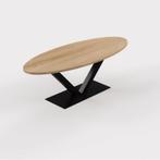 Eettafel V-poot Ovaal Eikenhout stalen onderstel