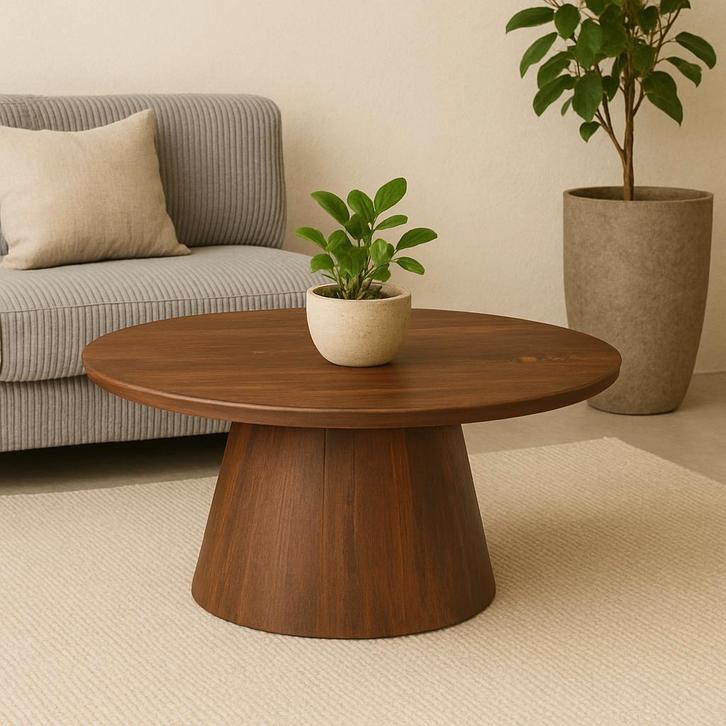 Salontafel Mangohout Salontafel Mick Bruin Rond 80 cm, Huis en Inrichting, Tafels | Salontafels, Nieuw, Overige houtsoorten, Rond