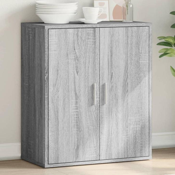 vidaXL Dressoir 79x38x80 cm bewerkt hout grijs sonoma, Huis en Inrichting, Kasten | Dressoirs, 25 tot 50 cm, Nieuw, 50 tot 100 cm