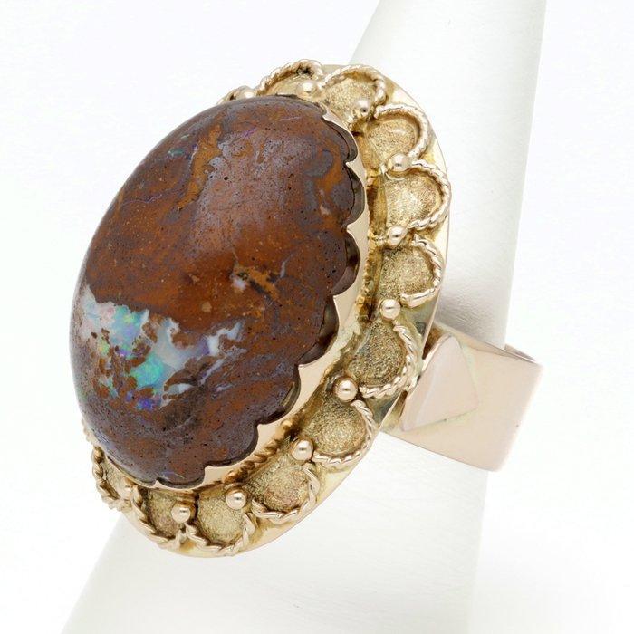 Ring - 14 karaat Geel goud - Boulder Opaal, Sieraden, Tassen en Uiterlijk, Ringen