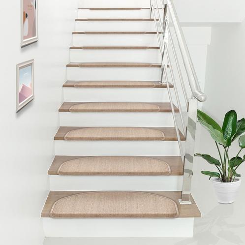 Trapmat set afgerond zelfklevend 15 stuks beige, Huis en Inrichting, Stoffering | Vloerbedekking, Verzenden