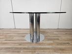 Tafel - Glas, Metaal - Koffietafel van chromen metaal