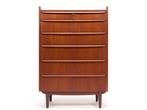 Moderne Deense Mid-Century teakhouten ladekast, 5 laden of meer, 100 tot 150 cm, Teakhout, 50 tot 100 cm