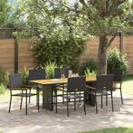vidaXL Tuin Eetset 7 pcs Zwart en Bruin 190 x 80 x 75 cm, Verzenden, Nieuw, Rotan