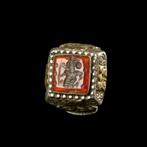 Islamitisch Zilver Ring, carnelium intaglio met Strijder, Antiek en Kunst