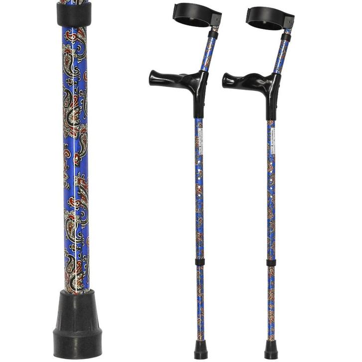 Elleboogkrukken ergonomisch blauw met Paisley print, Diversen, Verpleegmiddelen, Ophalen of Verzenden