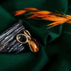 Gouden hanger met tijgeroog (Hanger of bedel), Ophalen of Verzenden, Gebruikt, Goud, Overige merken