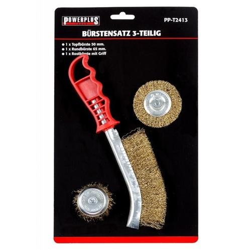 Set van 3 borstels: 1 x staalborstel met handvat + 1 x 50 mm, Doe-het-zelf en Verbouw, Gereedschap | Overige machines, Ophalen of Verzenden