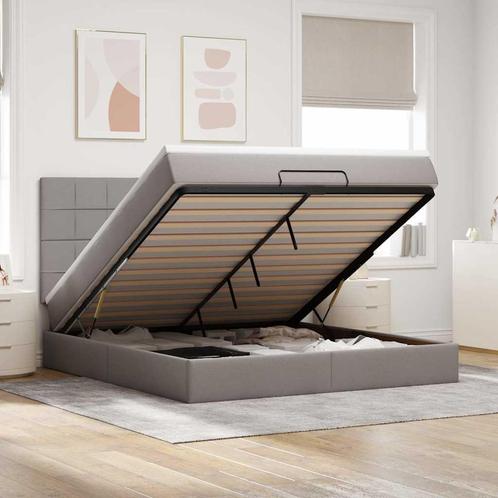 vidaXL Ottoman bed met matras 180x200cm stof taupe, Huis en Inrichting, Slaapkamer | Bedden, 80 cm, 200 cm, Eenpersoons, Nieuw