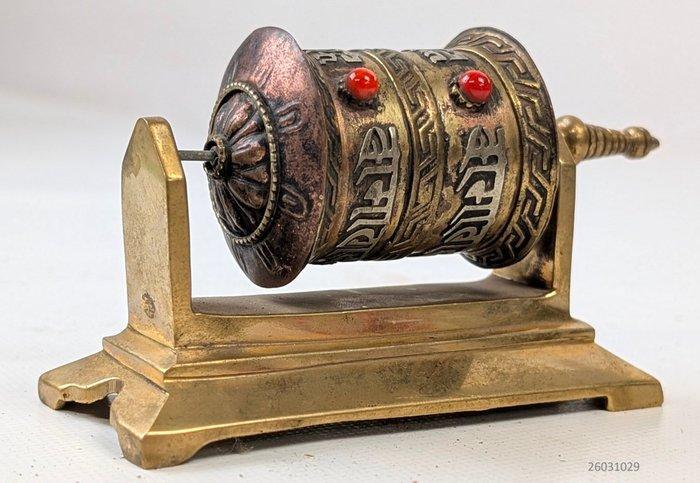 Antiek Gebedsmolen of gebedswiel - Brons / koper - 1970-1980, Antiek en Kunst, Antiek | Overige Antiek