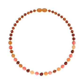 Barnsteen volwassenen armband - cognac/aventurine/coral (19 beschikbaar voor biedingen