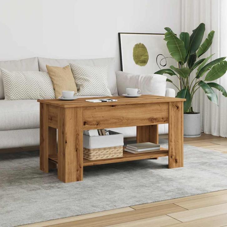 vidaXL Salontafel 101x49x52 cm bewerkt hout artisanaal, Huis en Inrichting, Tafels | Salontafels, 100 tot 150 cm, Nieuw, Overige houtsoorten
