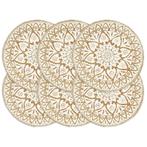 vidaXL Placemats 6 st rond 38 cm jute wit, Huis en Inrichting, Keuken | Textiel, Verzenden, Nieuw, Wit