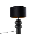 Design tafellamp zwart 17 cm velours kap zwart met goud 35, Huis en Inrichting, Lampen | Tafellampen, Nieuw, Design, 50 tot 75 cm