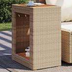 vidaXL Tuinbijzettafel met houten blad 60x40x75 cm poly, Tuin en Terras, Tuintafels, Verzenden, Nieuw