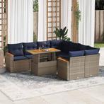 vidaXL 9-delige Loungeset met kussens poly rattan grijs, Tuin en Terras, Tuinsets en Loungesets, Verzenden, Nieuw, Rotan, Loungeset