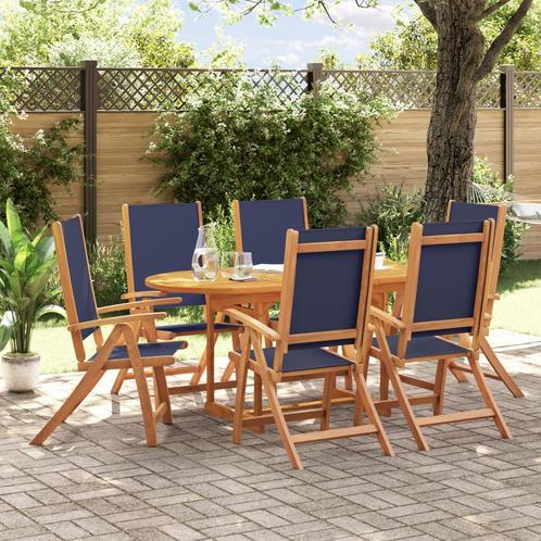 vidaXL 7-delige Tuinset massief acaciahout en textileen, Tuin en Terras, Tuinsets en Loungesets, Tuinset, Nieuw, 6 zitplaatsen