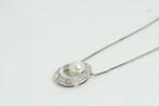 Halsketting - 18 karaat Witgoud Parel - Diamant -, Sieraden, Tassen en Uiterlijk, Kettingen, Nieuw
