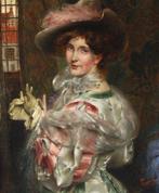 Fernand Toussaint (1873-1956) - Portrait délégante au, Antiek en Kunst, Kunst | Schilderijen | Klassiek