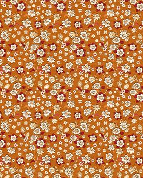 Polyester/Katoen Bloemen Oranje, Hobby en Vrije tijd, Stoffen en Lappen, Oranje, Nieuw