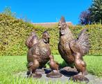 sculptuur, Levensechte kippenfamilie - 47 cm - Brons, Antiek en Kunst