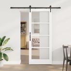 vidaXL Schuifdeur Wit 83 x 202 cm Hout en metaal, Doe-het-zelf en Verbouw, Deuren en Horren, Verzenden, Nieuw