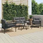 vidaXL 5-delige Balkonset met kussens staal zwart, Tuin en Terras, Verzenden, Nieuw, Rvs