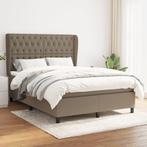 vidaXL Boxspring met matras stof taupe 140x190 cm, Verzenden, Stof, Nieuw, Tweepersoons