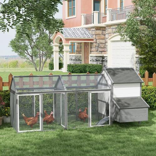Kippenhok – Dubbele kippenstal met lade – Grijs, Dieren en Toebehoren, Pluimvee | Toebehoren, Nieuw, Ophalen of Verzenden