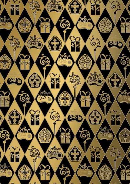 Inpakpapier Sinterklaas Goud Classic - Breedte 50 cm - m, Hobby en Vrije tijd, Knutselen, Overige typen, Nieuw, Ophalen of Verzenden